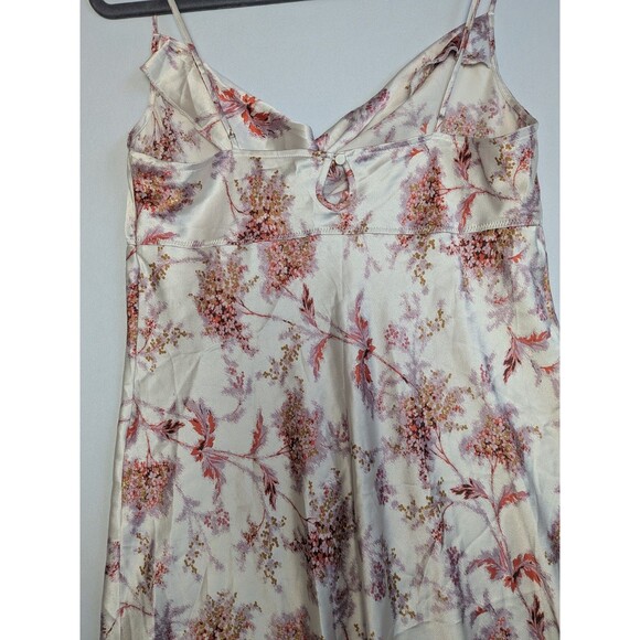 Victorias Secret M Pink Cream Floral Satin Mini Night Gown Nightie Slip Dress Pj - Picture 10 of 13